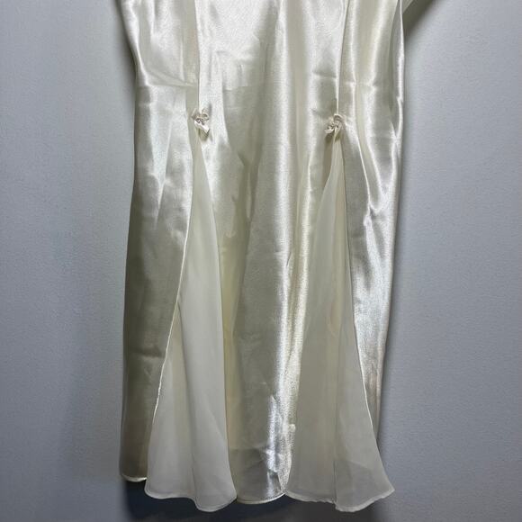 Vintage Bridal Floral Slip Dress Robe Set Ivory White Medium Peignoir Lace Satin - Picture 15 of 15